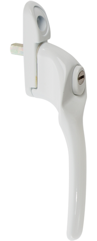 White cranked window handle